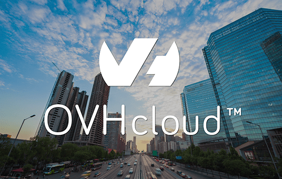 ovhcloud logo on top of city backdrop