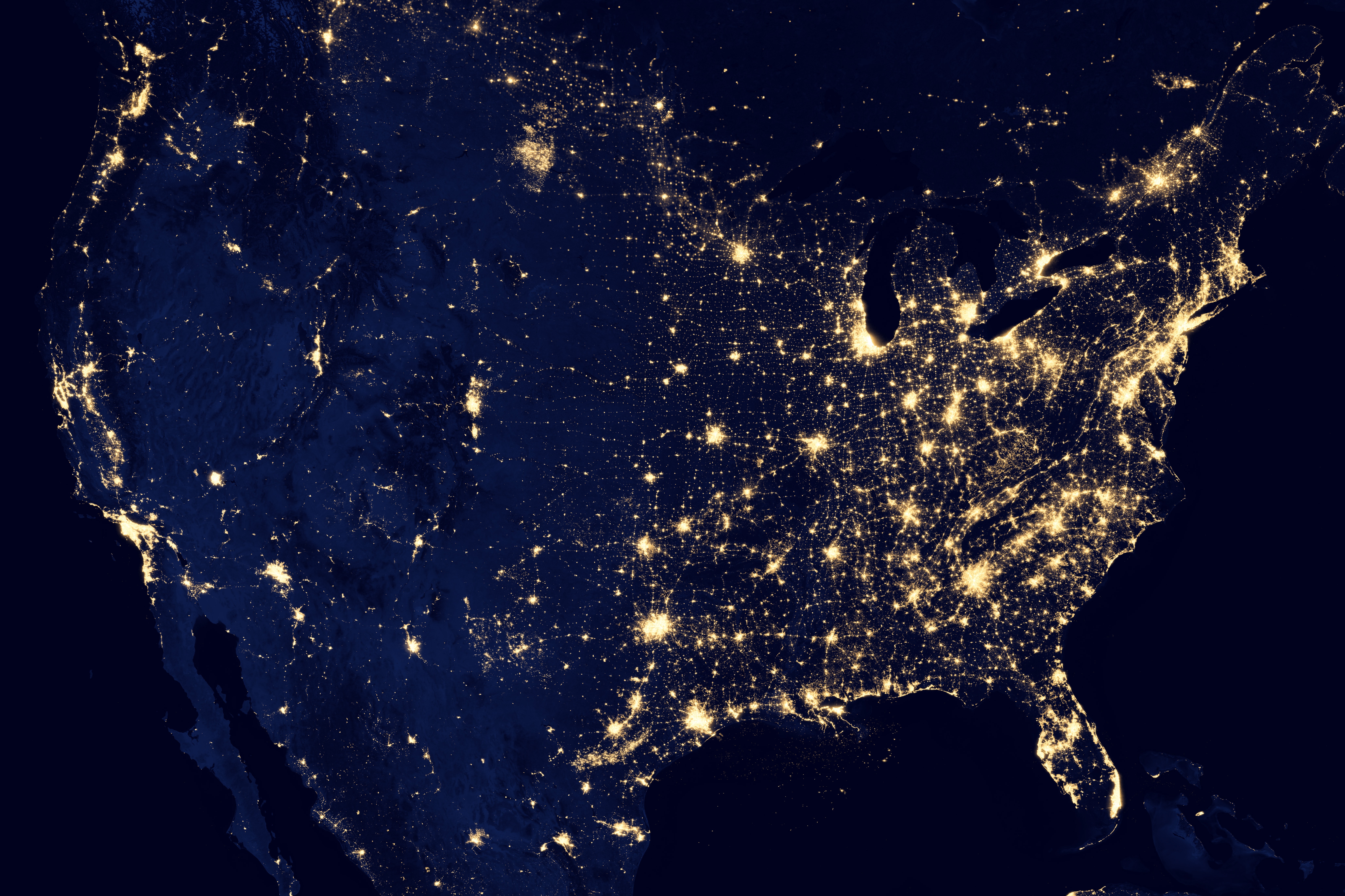 United states at night